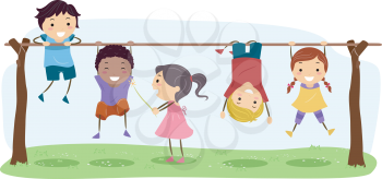 Illustration Featuring Kids Playing