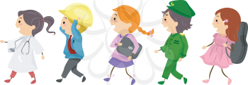 Illustration Featuring Kids Dressed as Professionals
