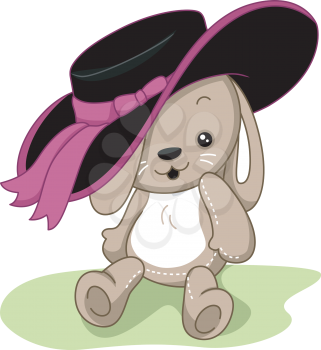 Illustration of a Rabbit Toy Wearing a Hat