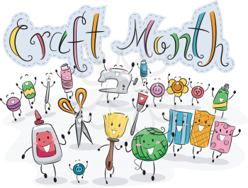 Illustration of Icons Representing Craft Month