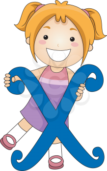 Illustration of a Kid Standing Behind a Letter X