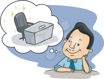 Illustration of a Man Dreaming of a Promotion