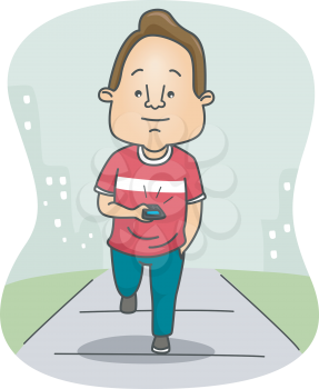 Illustration of a Guy Texting While Walking