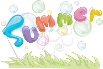 Text Illustration Featuring the Word Summer Surrounded with Bubbles