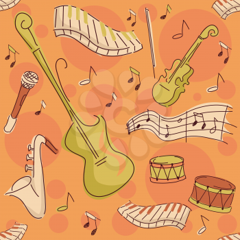 Background Seamless Illustration Featuring Musical Instruments