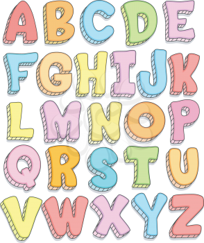 Doodle Illustration Featuring the Capital Letters of the Alphabet