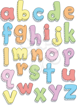 Doodle Illustration Featuring the Small Letters of the Alphabet