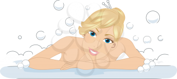 Illustration of a Woman Celebrating Bubble Bath Day