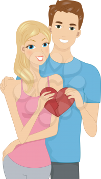 Illustration of a Couple Celebrating Valentine's Day