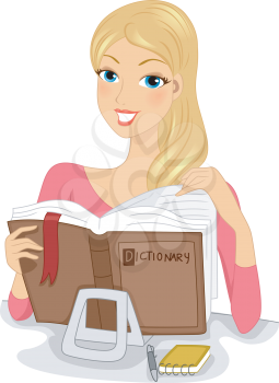 Illustration of a Woman Celebrating Dictionary Day