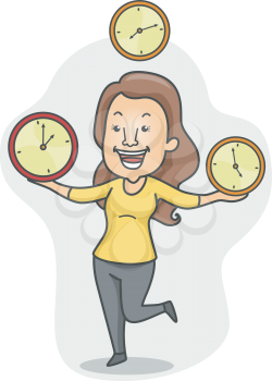 Illustration of a Girl Juggling Time