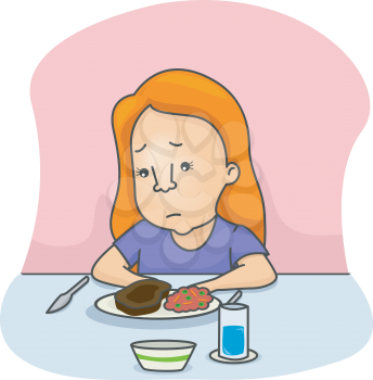 Illustration of a Girl Not in the Mood to Eat