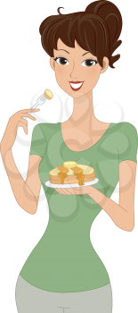 Illustration of a Woman Celebrating Pancake Day