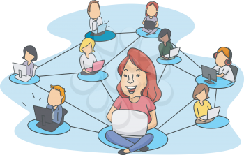 Illustration of People Demonstrating Social Networking