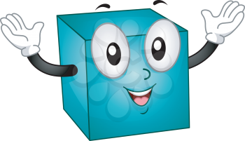 Mascot Illustration Featuring a Happy Cube