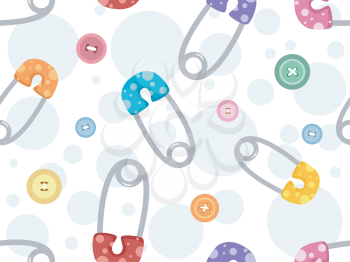 Seamless Background Illustration Featuring Safety Pins