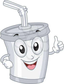 Mascot Illustration Featuring a Plastic Cup