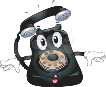 Mascot Illustration Featuring a Ringing Telephone