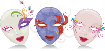 Illustration Featuring Mardi Gras Masks