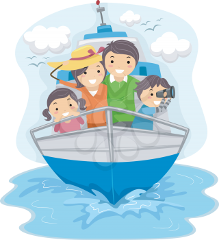 Illustration of a Family Traveling by Ship