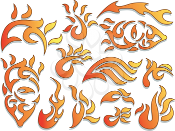 Illustration Featuring Flames with Different Designs