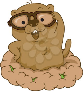 Illustration of a Groundhog Wearing Glasses