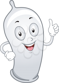Illustration of a Condom Giving a Thumbs Up