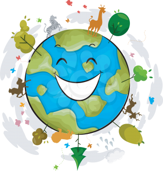 Illustration of a Happy Earth Mascot