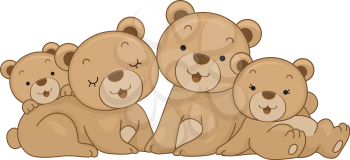 Illustration Featuring a Family of Bears