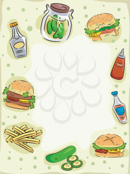 Frame Illustration Featuring Hamburgers and Pickles