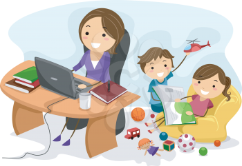 Illustration Featuring a Working Mom
