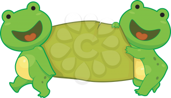Illustration of a Pair of Frogs Carrying a Banner