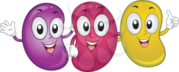 Illustration of Happy Jellybean Mascots 