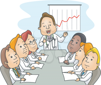 Illustration of a Groupr of Doctors in the Middle of a Meeting