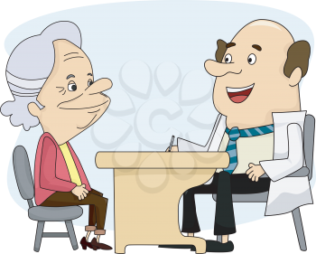 Royalty Free Clipart Image of a Woman Talking to Her Doctor