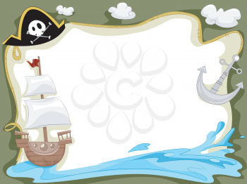 Royalty Free Clipart Image of a Pirate Ship Frame