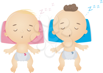 Royalty Free Clipart Image of Sleeping Babies
