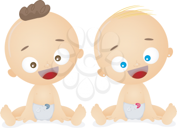 Royalty Free Clipart Image of Two Babies