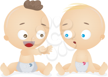 Royalty Free Clipart Image of Two Babies