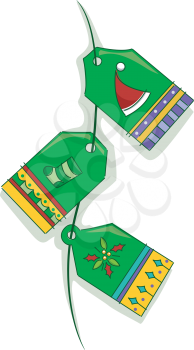 Royalty Free Clipart Image of Christmas Tags on a String