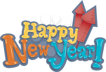 Royalty Free Clipart Image of a Happy New Year Greeting