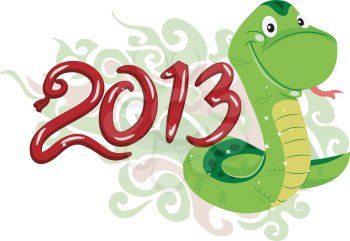 Royalty Free Clipart Image of a Snake Beside 2013