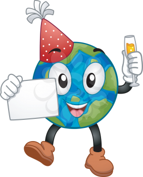 Royalty Free Clipart Image of a Globe Mascot