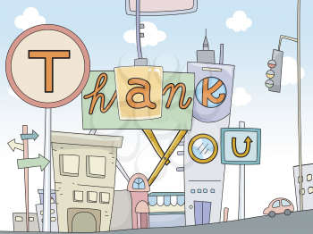 Royalty Free Clipart Image of an Urban Thank You