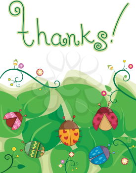 Royalty Free Clipart Image of a Thank You With Ladybugs