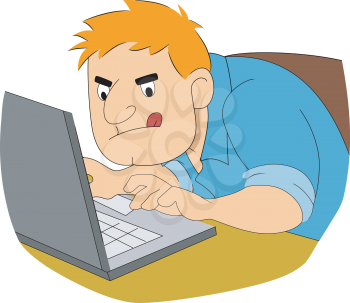 Royalty Free Clipart Image of a Man Typing Quickly