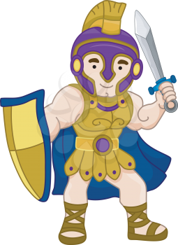 Royalty Free Clipart Image of an Ancient Warrior