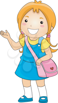 Royalty Free Clipart Image of a Little Girl With a Purse