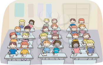 Royalty Free Clipart Image of Children in School