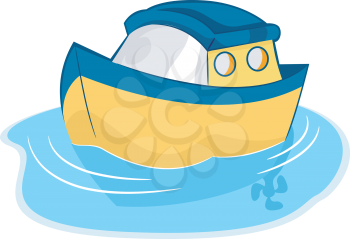 Royalty Free Clipart Image of a Toy Boat on Water